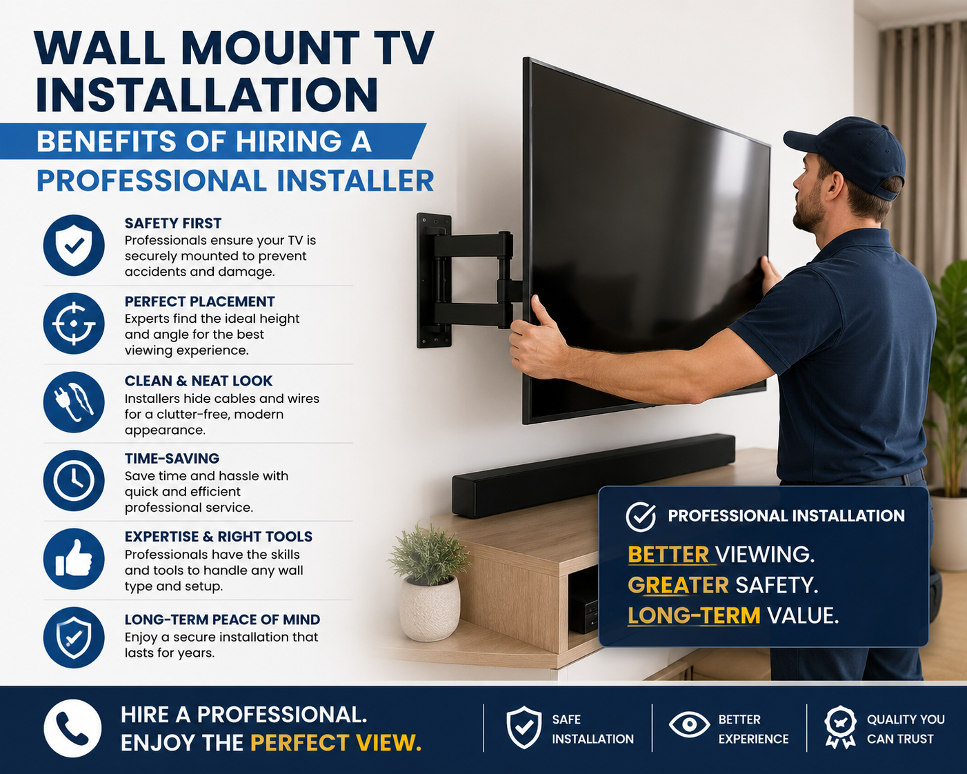 Wall Mount TV Installation Benefits of Hiring a Professional Installer